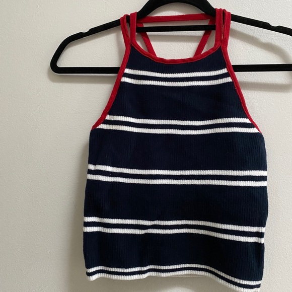 Hollister Striped Rib Knit Crop Top Halter Tank - Picture 7 of 7